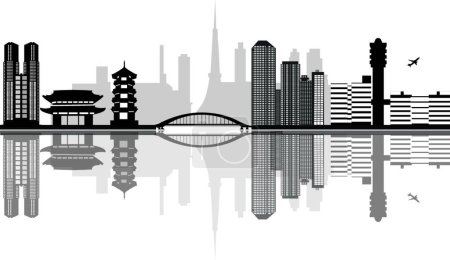 Téléchargez les illustrations : Illustration vectorielle skyline de tokyo - en licence libre de droit
