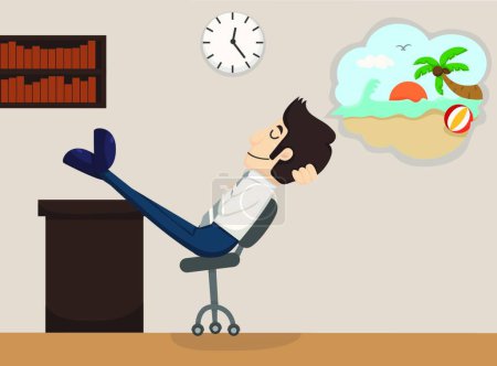 Téléchargez les illustrations : Homme d'affaires relax dream, illustration graphique moderne - en licence libre de droit