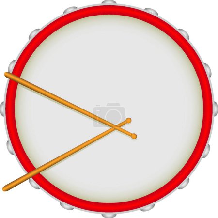 Illustration for Drum with drumsticks, vector illustration simple design - Royalty Free Image
