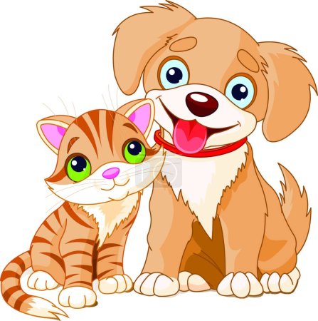 Ilustración de Perro y gato, ilustración vectorial diseño simple - Imagen libre de derechos