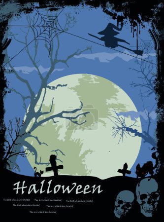 Illustration for Halloween night background, vector illustration simple design - Royalty Free Image
