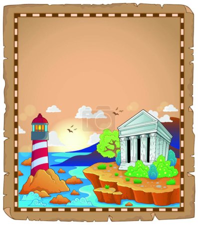 Téléchargez les illustrations : Parchemin avec thème grec, illustration vectorielle design simple - en licence libre de droit