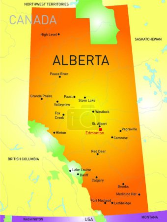 Téléchargez les illustrations : Alberta carte de la province, illustration vectorielle conception simple - en licence libre de droit