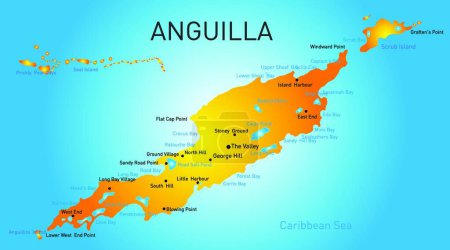 Téléchargez les illustrations : Carte du territoire d'Anguilla, illustration vectorielle design simple - en licence libre de droit