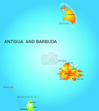 Ilustración de Antigua y Barbuda mapa, vector ilustración diseño simple - Imagen libre de derechos