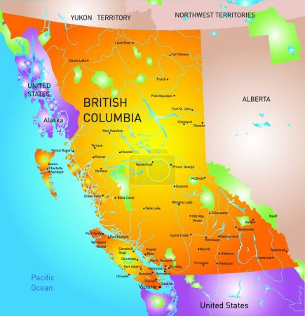 Ilustración de Columbia Británica provincia mapa, web simple ilustración - Imagen libre de derechos