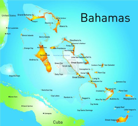 Illustration for Bahamas map, vector illustration simple design - Royalty Free Image