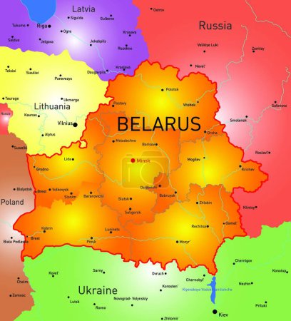 Téléchargez les illustrations : Biélorussie carte, illustration vectorielle conception simple - en licence libre de droit