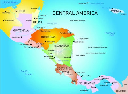 Ilustración de Mapa de América Central, vector ilustración diseño simple - Imagen libre de derechos