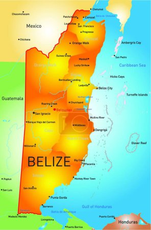 Téléchargez les illustrations : Belize carte, illustration vectorielle design simple - en licence libre de droit