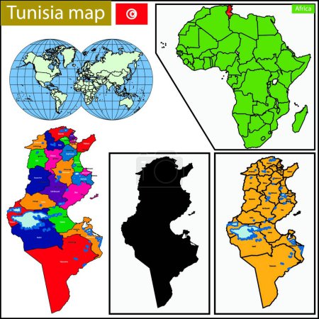 Illustration for Tunisia map, web simple illustration - Royalty Free Image