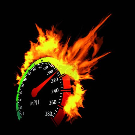 Illustration for Burning speedometer, vector illustration simple design - Royalty Free Image