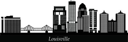 Téléchargez les illustrations : Louisville skyline, illustration vectorielle design simple - en licence libre de droit