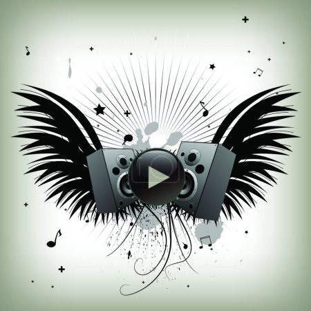 Illustration for Vintage music wings, vector illustration simple design - Royalty Free Image