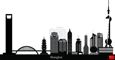 Ilustración de Shanghai skyline, vector ilustración diseño simple - Imagen libre de derechos