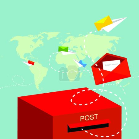 Ilustración de Poste y correo, ilustración vectorial diseño simple - Imagen libre de derechos
