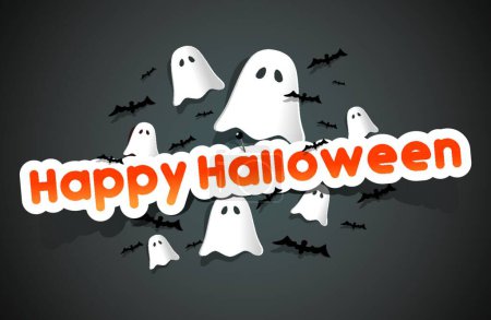 Téléchargez les illustrations : Happy Halloween Card, illustration vectorielle design simple - en licence libre de droit