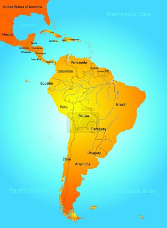 Téléchargez les illustrations : Illustration des pays d'Amérique du Sud - en licence libre de droit