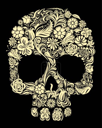 Téléchargez les illustrations : Illustration du crâne floral - en licence libre de droit