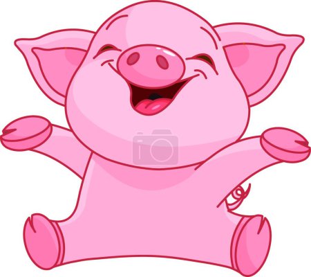 Téléchargez les illustrations : Illustration vectorielle cochon mignon - en licence libre de droit