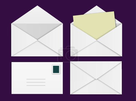 Téléchargez les illustrations : Enveloppes, illustration vectorielle design simple - en licence libre de droit