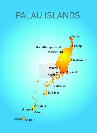 Ilustración de Palau mapa, vector ilustración diseño simple - Imagen libre de derechos