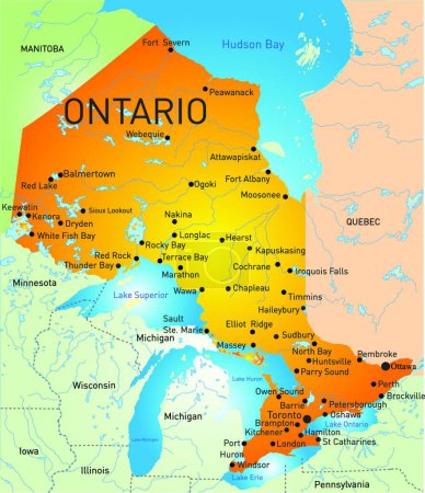 Téléchargez les illustrations : Ontario Province Carte, web illustration simple - en licence libre de droit