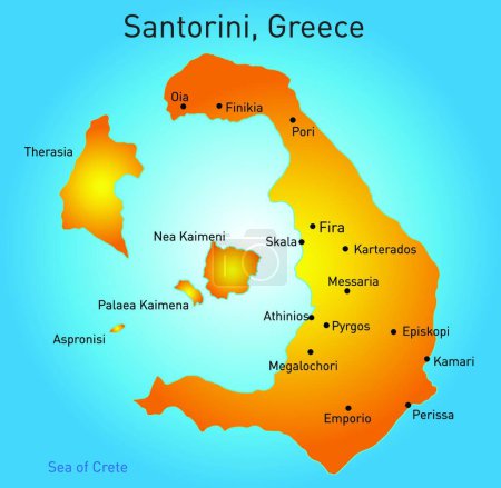 Ilustración de Santorini Grecia, ilustración vectorial diseño simple - Imagen libre de derechos