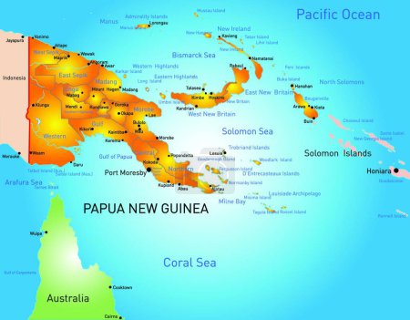 Téléchargez les illustrations : Papouasie-Nouvelle-Guinée, illustration vectorielle design simple - en licence libre de droit