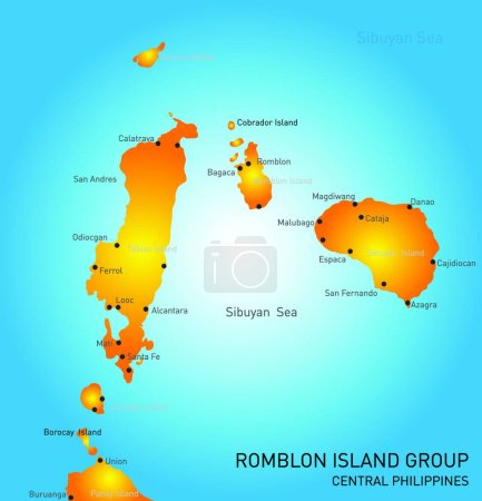 Ilustración de Romblon Island grupo mapa, vector ilustración diseño simple - Imagen libre de derechos