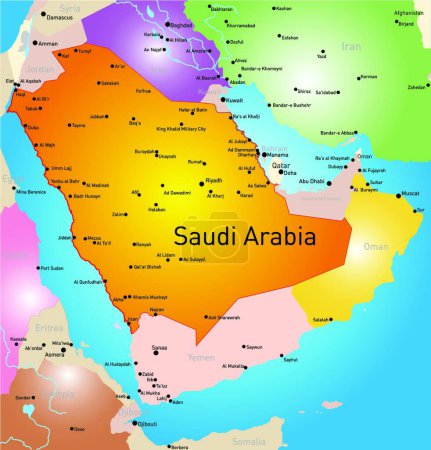 Téléchargez les illustrations : Arabie Saoudite pays, illustration vectorielle design simple - en licence libre de droit