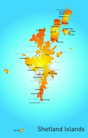 Téléchargez les illustrations : Îles Shetland, illustration vectorielle design simple - en licence libre de droit