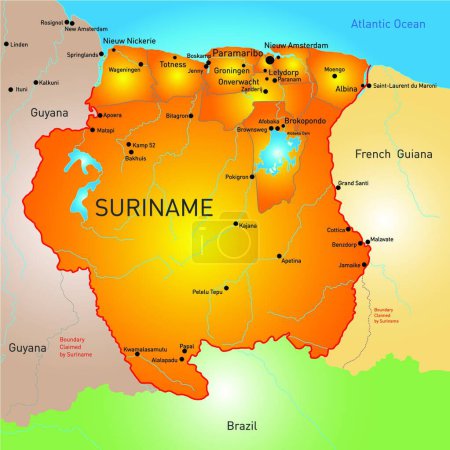 Téléchargez les illustrations : Suriname, illustration vectorielle design simple - en licence libre de droit