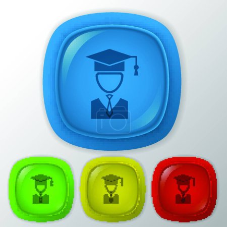 Téléchargez les illustrations : Illustration de l'avatar icône chapeau diplômé. - en licence libre de droit