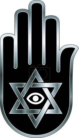 Illustration for Logo for psychic or fortune teller -Star of David on ahimsa hand - Royalty Free Image