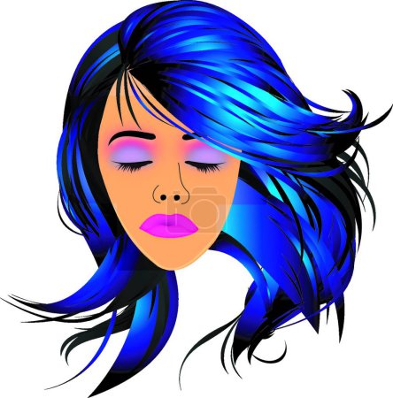 Ilustración de Maquillaje y gráfico de cabello- Dama con un puchero - Imagen libre de derechos