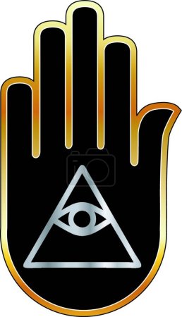 Illustration for "Eye of Providence in hand- religious symbol"  vector illustration - Royalty Free Image