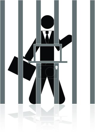 Ilustración de Empresario en la cárcel, ilustración vectorial simple - Imagen libre de derechos