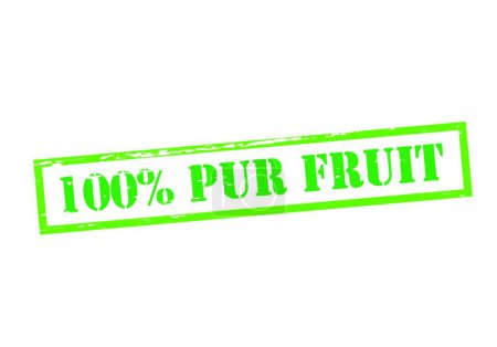 Illustration for "One hundred percent pur fruit" text in stamp style, stamped on white background - Royalty Free Image
