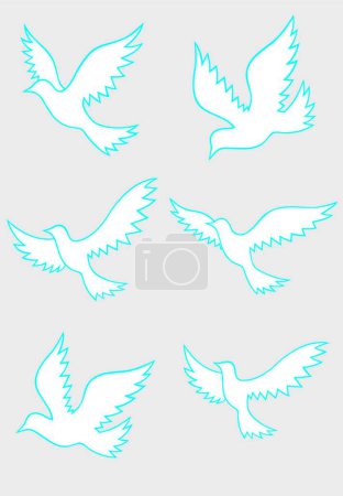 Illustration for Dove flying silhouettes, colorful vector illustration - Royalty Free Image