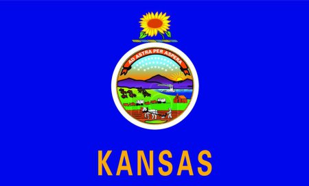 Ilustración de Bandera Estatal de Kansas, ilustración gráfica moderna - Imagen libre de derechos