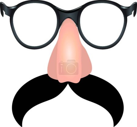Illustration for Plastic nose and glasses, colorful vector illustration - Royalty Free Image