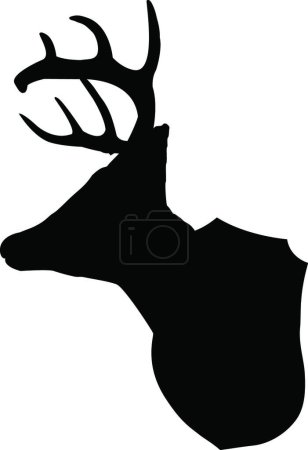 Téléchargez les illustrations : Illustration vectorielle moderne de silhouette de tête de cerf montée - en licence libre de droit