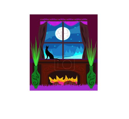 Illustration for Cat looks out the window - Royalty Free Image