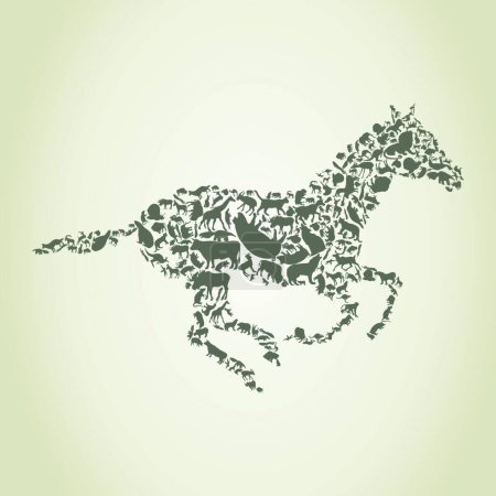 Téléchargez les illustrations : Animaux de cheval, illustration vectorielle élégante - en licence libre de droit