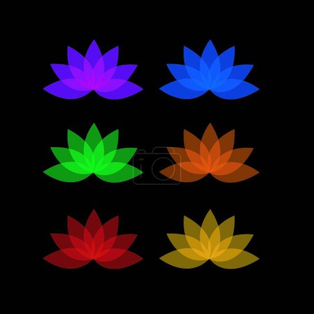 Illustration for Lotus in different colors- logo for business - Royalty Free Image