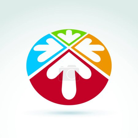 Ilustración de Emblema abstracto 3d con cuatro flechas multidireccionales colocadas - Imagen libre de derechos