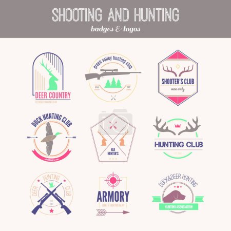 Téléchargez les illustrations : Logos de chasse, illustration vectorielle graphique - en licence libre de droit