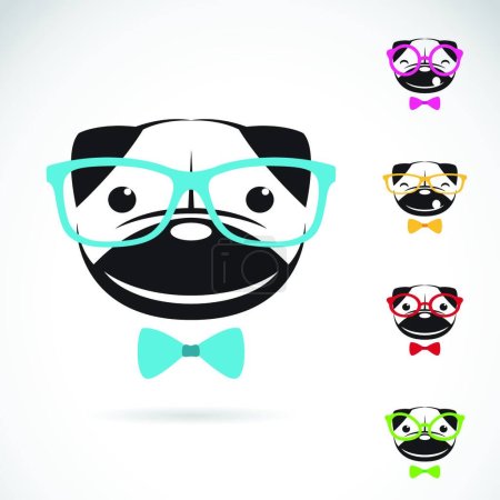 Illustration for "Vector images of pug dog wearing glasses " flat icon, vector illustration - Royalty Free Image