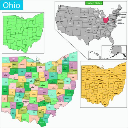 Ilustración de "Ohio mapa "icono plano, vector de ilustración - Imagen libre de derechos